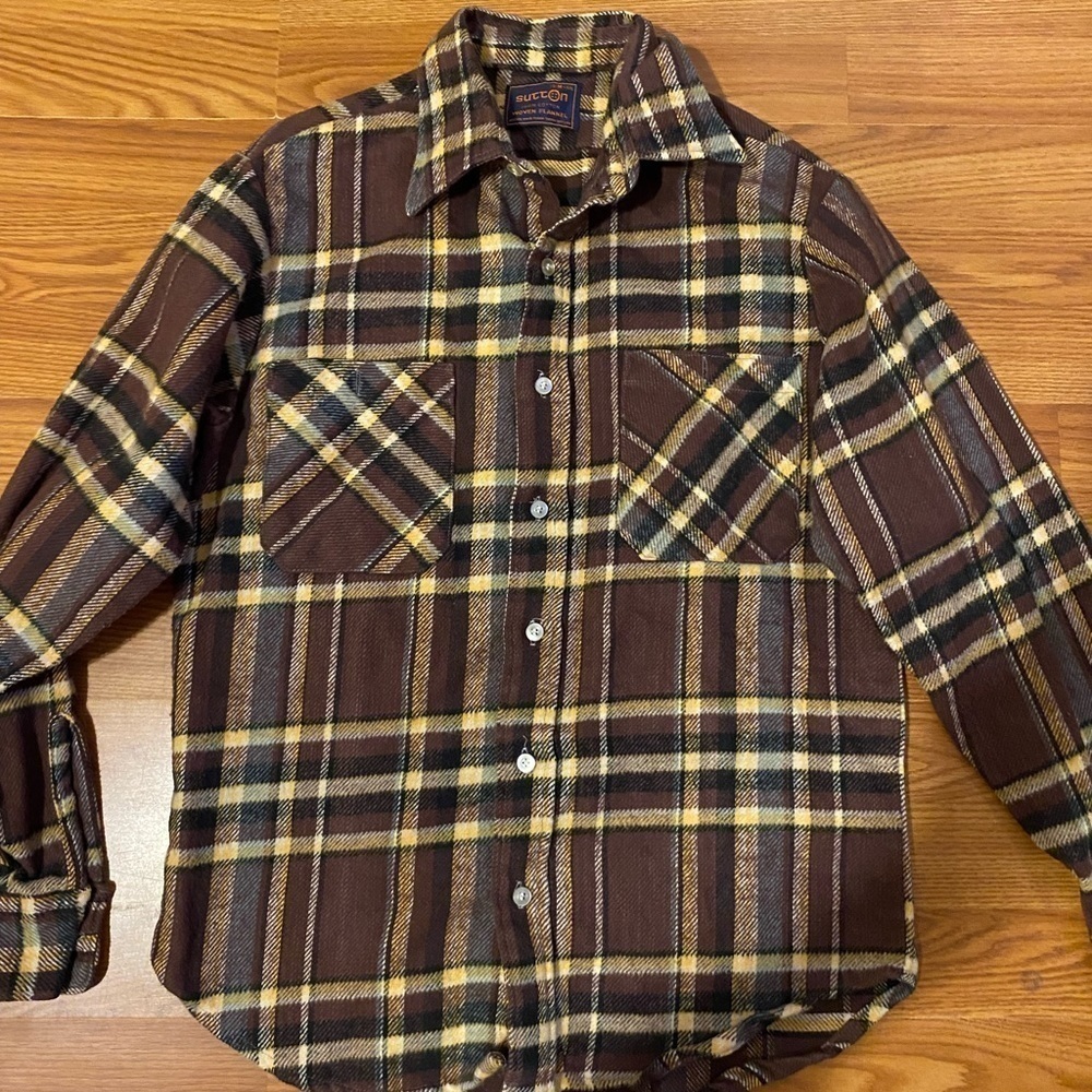 Sutton Woven Flannel Shirt size Medium (15-15 1/2) (GF)